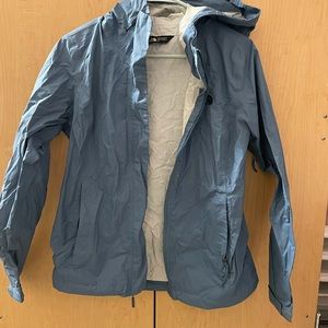 Blue north face rain jacket